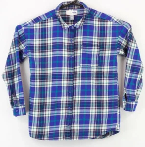 Old Navy Boyfriend Girls Button Up LS Shirt Size XL (14) Multicolor Plaid - Picture 1 of 4