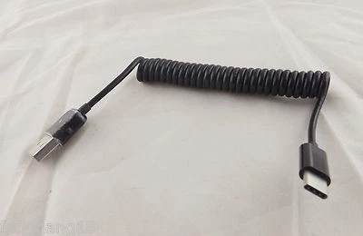 USB 3.1 C Type Male To 2.0 A Male Spiral Coiled Data Sync Adapter Cable 1M Black - Image 1 of 4