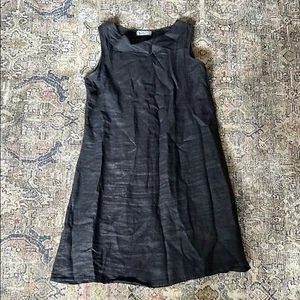 Terzo Millenno 100% Linen Black Dress Size Small Elegant Black Sleeveless - Picture 1 of 4