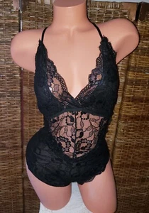 Sexy Black Gothic Witchy Lacy Sexy Pin Up One Piece Teddy Lingerie Sz S/M  - Picture 1 of 4