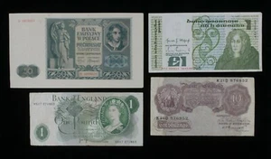 Great Britain, Ireland & Poland 4-Notes Set // Pounds, Shillings & Zlotych - Picture 1 of 3