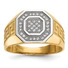 14K Yellow Gold Mens Cubic Zirconia CZ Octagon Greek Key Ring