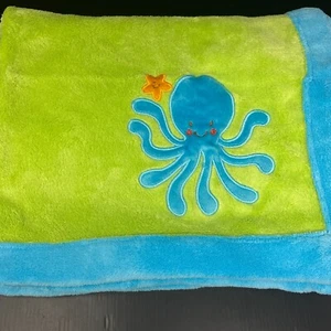  Nojo Little Bedding Green Blue Baby Blanket Octopus Orange Starfish Lovey - Picture 1 of 4