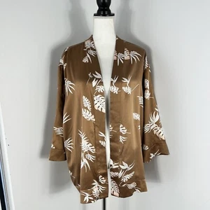 Lunya Washable Silk Kimono Robe Size M Medium Lush Caramel Palm !!!!!READ!!!!!! - Picture 1 of 9