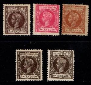 Philippines 1898 Curly Head Type selection to 8c SG221, 224, 226, 228 Mint - Bild 1 von 1