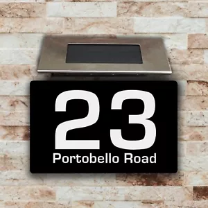 Personalised Solar LED House Sign Floating Illuminated Door Number Plaque UK - Picture 1 of 8