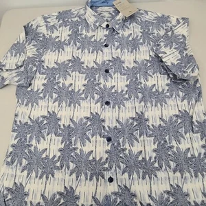 Tommy Bahama, Men's Silk Blend Short Sleeve Camp Shirt, Blue Palm Paradise XL - Picture 1 of 11