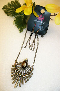 PAPARAZZI Bronze Beaded Necklace + Dangle Earrings Set NWT