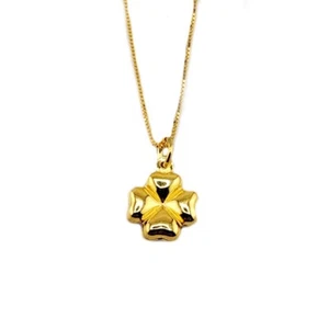 925 Silver Gold Chain with Clover Pendant Lucky Amulet Unisex - Picture 1 of 3