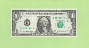 1977 ..UNCIRC $1  D 2898 2353 A  .... 1977 $1  D-A      NICE NOTE          FRN - Picture 1 of 2