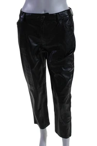 Elie Tahari Womens Leather Texture Zip Button Lined Skinny Leg Pants Black Size - Picture 1 of 6