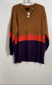 Lane Bryant Womens Brown Purple Blouson Sleeve Pullover Tunic Sweater Size 18/20 - Picture 1 of 6