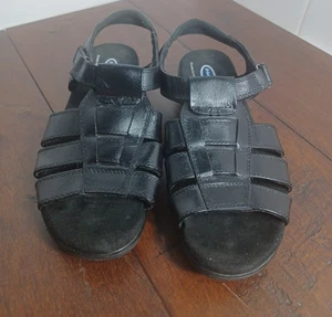 Dr Scholls sandali neri in pelle E09-01 taglia 8M solette doppie air pillo - Foto 1 di 19