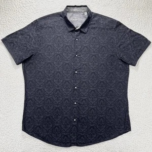 Robert Graham Classic Fit Shirt 2XL Black Floral Jacquard Short Sleeve Cotton - Picture 1 of 11