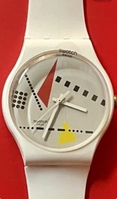 Limited Edition Swatch Watch White Memphis Back to 1984 Reloaded 41mm NEW Gent - Image 1 of 4
