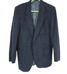 Chaqueta de traje grande de gamuza azul marino Doncaster vintage para hombre - Imagen 1 de 24
