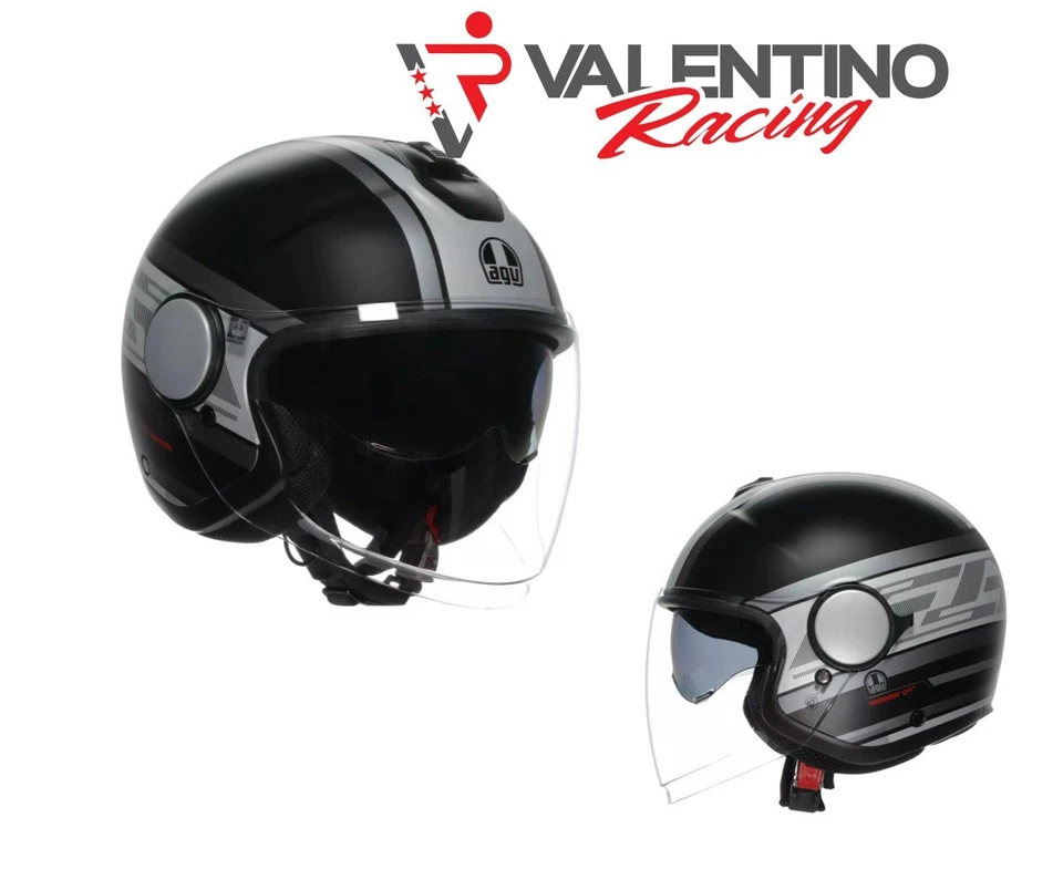 CASCO JET AGV ETERES E2206 MONDELLO MATT BLACK  GREY NERO GRIGIO OPACO MIS. S - Immagine 1 di 1