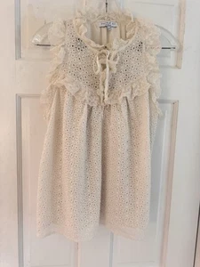 Current Air Anthropologie Donna Taglia L Crema Ruffle Pizzo Occhiello Romantico Ragazza - Foto 1 di 11