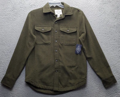 St. John's Bay Shacket Mens Small Green Thick Flannel Classic Fit Detail Pockets - Image 1 of 4