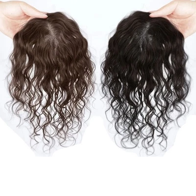 Clip de cabello humano mono rizado ondulado mullido sin costuras en pieza superior para mujer Foto 1 de 4