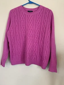 Lands End Pullover Gr. L dunkelrosa Pulli Zopfmuster - Bild 1 von 8
