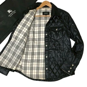 Burberry Black Label Quilted Jacket M Black Nova Check Horse Padded BMP34-717-09 - Picture 1 of 24