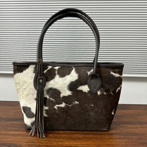 Bolso de Mano de Cuero de Vaca Real para Mujer Bolso de Mano de Cuero con Flecos Occidentales Piel de Poni - Imagen 1 de 6