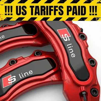 4 PCS Brake Caliper Covers Red for Audi Front Rear A1 A2 A3 A4 A6 A5 Q5 Q3 Q2 B9 - Image 1 of 4