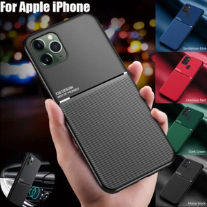 For iPhone 15 12 Pro Max XR SE 7 8 Xs 14 Shockproof Rubber Magnetic Leather Case - Picture 1 of 15