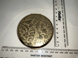 ALT RETRO VINTAGE Schmetterling RUND GOLD Kosmetik GESICHTSPUDER KOMPAKT BÜHNENREQUISIT - Bild 1 von 9