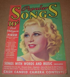 Popular Songs April 1935 - Ginger Rogers - Picture 1 of 7