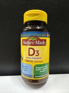 (1)Nature Made ExtraStrength Vitamin D3 5000 IU Softgels 90 Softgels Exp. 05/25 - Picture 1 of 9