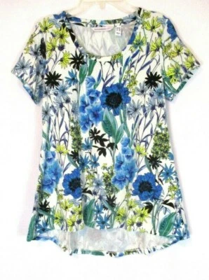 Nueva Camisa Isaac Mizrahi Floral Hi Lo Talla XXS Azul Pull On A354030 Mujer CB18X Foto 1 de 4