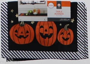 Halloween Black & White with Pumpkin Table Runner 14x48 in NWT - Picture 1 of 1