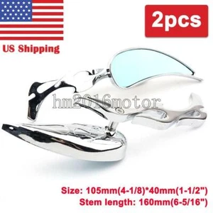 Chrome Teardrop Rear View Mirrors for Yamaha V Star 650 950 1100 1300 Classic - Foto 1 di 8