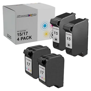 4pk BLACK COLOR Ink Cartridge for HP 15/17 CC615D C6625A - Picture 1 of 7