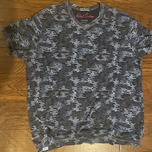 Robert Graham Adult Shirt XL Blue Black Camo AOP V Neck Pullover Mens - Picture 1 of 6