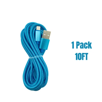 Cable de carga rápida USB de 10 pies de largo para iPhone 14 13 12 11 8 cable de carga trenzado Foto 1 de 4