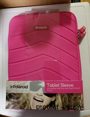 New Polaroid PAC160 TABLET SLEEVE,PINK CUSHIONED. COMPATIBLE WITH NEW IPAD&IPAD  - Image 1 of 2