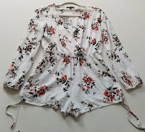 Kendall & Kylie Romper Women’s Small Floral Long Sleeve V Neck See Through Rayon - Picture 1 of 13