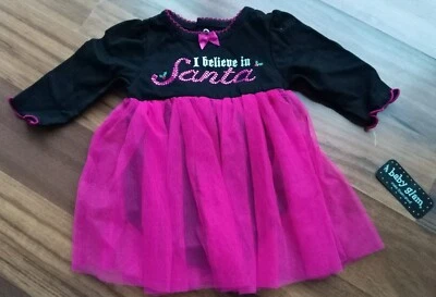 Baby Glam Christmas Dress 'I Believe In Santa' Tutu Skirt 3M New NWT SHIPS FAST - Image 1 of 4
