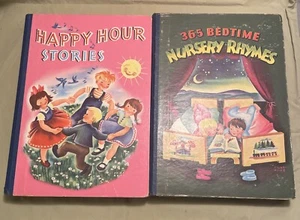 2 Vintage Books, 365 Bedtime Nursery Rhymes and Happy Hour Stories Both 1946 - Picture 1 of 11