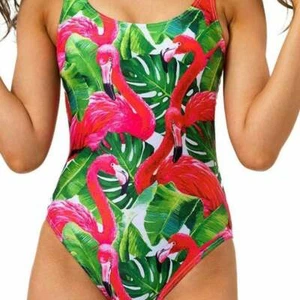 Avva Sports Damen Badeanzug Einteiler Grün Rosa Flamingos UV-Schutz XXL NEU - Bild 1 von 5