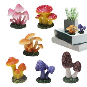 6PCS Mini Mushroom Figurines Fairy Garden Miniatures Decoration Resin Craft - Picture 1 of 11