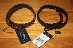 Nuevo POLO Ralph Lauren UNISEX Correa de Pulsera de Cuero Trenzado Negro O Marrón - Imagen 1 de 12
