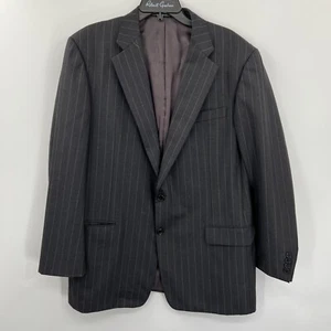 Hickey Freeman Men's 44R Black Pinstripe Loro Piana Tasmanian Wool Coat Blazer - Picture 1 of 6