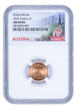 2023 1C Austria BU Coin 1 Euro Cent Graded NGC MS68 RD - Very High Grade!