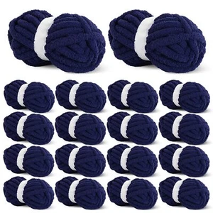 HOMBYS Navy Blue Chunky Chenille Yarn for Crocheting Bulky Thick Fluffy Yarn ... - Picture 1 of 9
