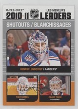 2011-12 O-Pee-Chee Leaders Henrik Lundqvist Tim Thomas Carey Price #LL-10 HOF