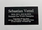 Plaque gravée Sebastian Vettel statistiques de carrière 130 x 70 mm pour souvenirs signés en F1